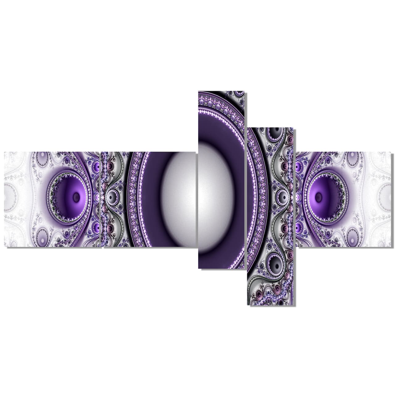 Designart - Purple Fractal Pattern with Circles - Abstract Canvas Art Print